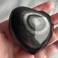 Mexican Silver Sheen Obsidian Crystal Stone Heart