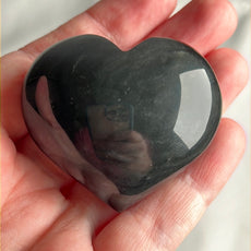 Mexican Silver Sheen Obsidian Crystal Stone Heart