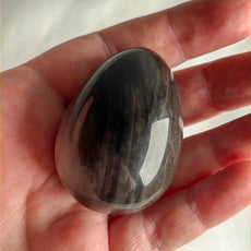 Mexican Silver Sheen Obsidian Crystal Egg with a Stand