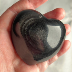 Mexican Silver Sheen Obsidian Crystal Stone Heart