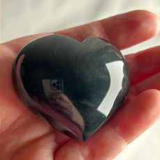 Mexican Silver Sheen Obsidian Crystal Stone Heart