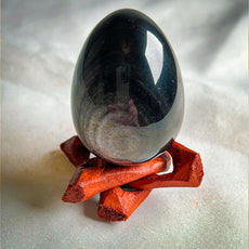 Mexican Silver Sheen Obsidian Crystal Egg with a Stand