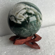 Moss Agate 53 mm Sphere, Ball, Stone with Stand from India