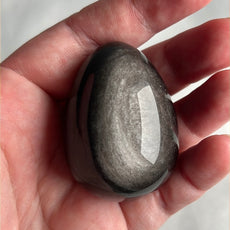 Mexican Silver Sheen Obsidian Crystal Egg with a Stand