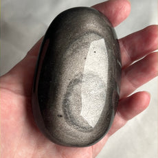 Mexican Silver Sheen Obsidian Crystal PalmStone