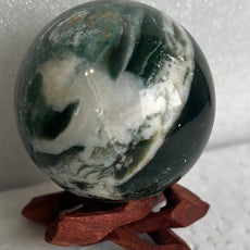 Moss Agate 53 mm Sphere, Ball, Stone with Stand from India