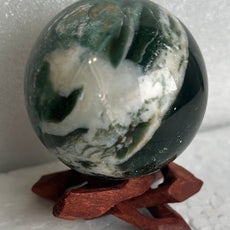 Moss Agate 53 mm Sphere, Ball, Stone with Stand from India