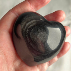 Mexican Silver Sheen Obsidian Crystal Stone Heart