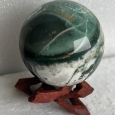 Moss Agate 53 mm Sphere, Ball, Stone with Stand from India