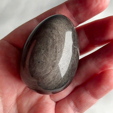 Mexican Silver Sheen Obsidian Crystal Egg with a Stand