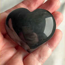 Mexican Silver Sheen Obsidian Crystal Stone Heart