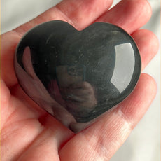 Mexican Silver Sheen Obsidian Crystal Stone Heart