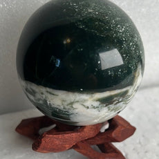 Moss Agate 53 mm Sphere, Ball, Stone with Stand from India