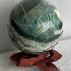 Moss Agate 53 mm Sphere, Ball, Stone with Stand from India