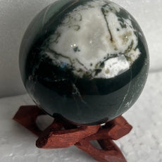 Moss Agate 53 mm Sphere, Ball, Stone with Stand from India