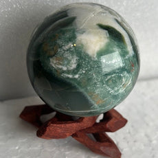 Moss Agate 53 mm Sphere, Ball, Stone with Stand from India