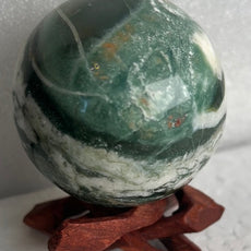 Moss Agate 53 mm Sphere, Ball, Stone with Stand from India