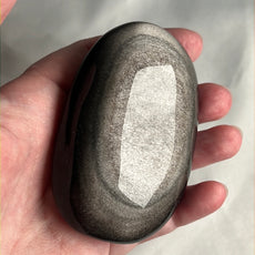 Мексикански сребърен блясък Обсидиан Crystal PalmStone