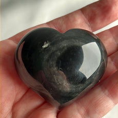 Mexican Silver Sheen Obsidian Crystal Stone Heart