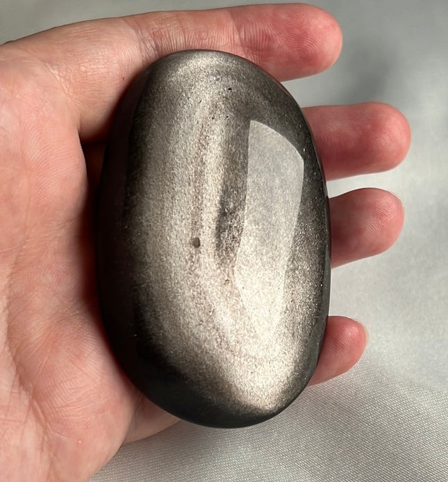 Mexican Silver Sheen Obsidian Crystal PalmStone