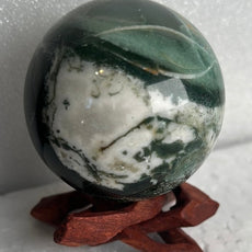 Moss Agate 53 mm Sphere, Ball, Stone with Stand from India