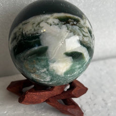 Moss Agate 53 mm Sphere, Ball, Stone with Stand from India