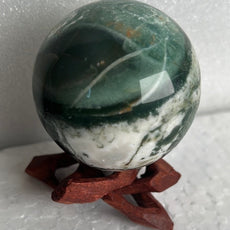 Moss Agate 53 mm Sphere, Ball, Stone with Stand from India