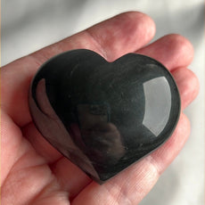 Mexican Silver Sheen Obsidian Crystal Stone Heart