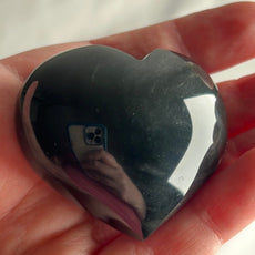 Mexican Silver Sheen Obsidian Crystal Stone Heart