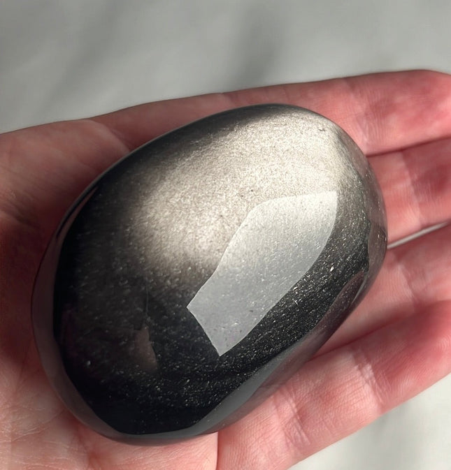 Mexican Silver Sheen Obsidian Crystal PalmStone