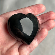 Mexican Silver Sheen Obsidian Crystal Stone Heart