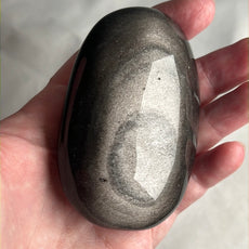 Mexican Silver Sheen Obsidian Crystal PalmStone