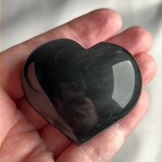 Mexican Silver Sheen Obsidian Crystal Stone Heart