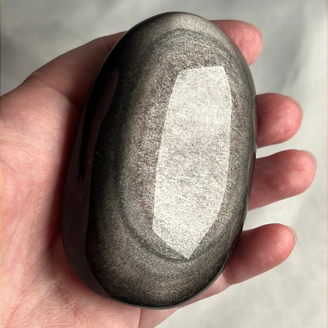 Мексикански сребърен блясък Обсидиан Crystal PalmStone