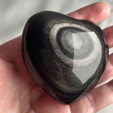 Mexican Silver Sheen Obsidian Crystal Stone Heart