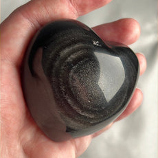 Mexican Silver Sheen Obsidian Crystal Stone Heart