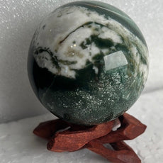 Moss Agate 53 mm Sphere, Ball, Stone with Stand from India