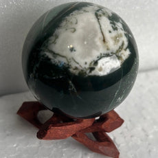 Moss Agate 53 mm Sphere, Ball, Stone with Stand from India