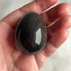 Mexican Silver Sheen Obsidian Crystal Egg with a Stand