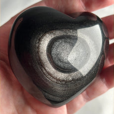 Mexican Silver Sheen Obsidian Crystal Stone Heart