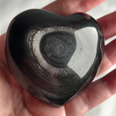 Mexican Silver Sheen Obsidian Crystal Stone Heart