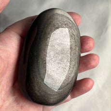 Mexican Silver Sheen Obsidian Crystal PalmStone