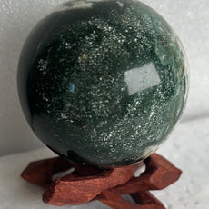 Moss Agate 53 mm Sphere, Ball, Stone with Stand from India