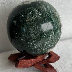 Moss Agate 53 mm Sphere, Ball, Stone with Stand from India