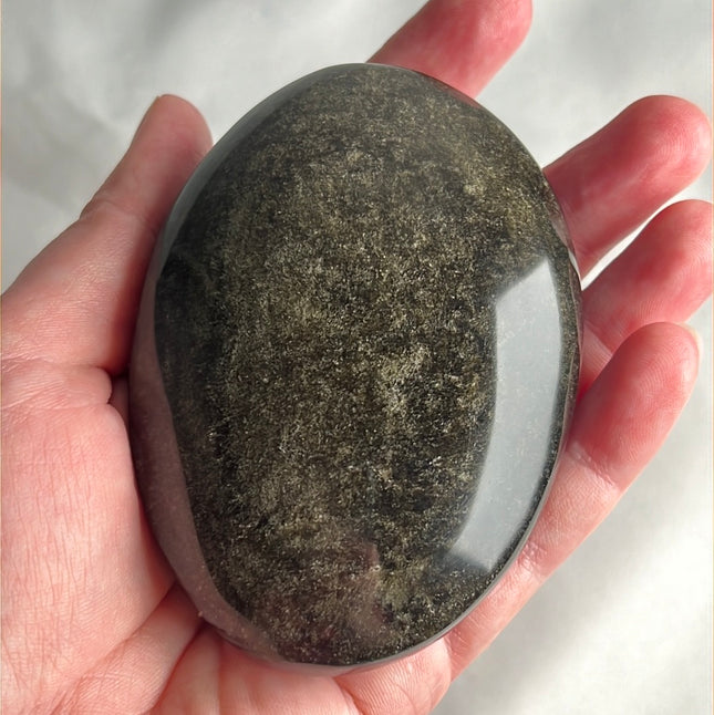 Large Mexican Gold Sheen Obsidian Crystal PalmStone