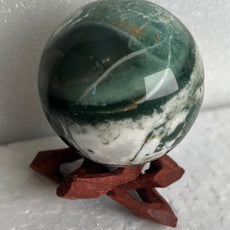 Moss Agate 53 mm Sphere, Ball, Stone with Stand from India