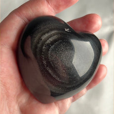 Mexican Silver Sheen Obsidian Crystal Stone Heart