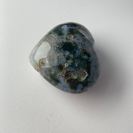 Dark Green Moss Agate Heart from India - My Shop of Wonders