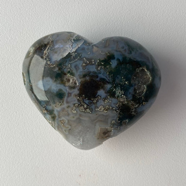 Dark Green Moss Agate Heart from India - My Shop of Wonders