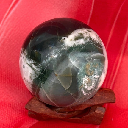 Deep Green Moss Agate Sphere - My Shop of Wonders